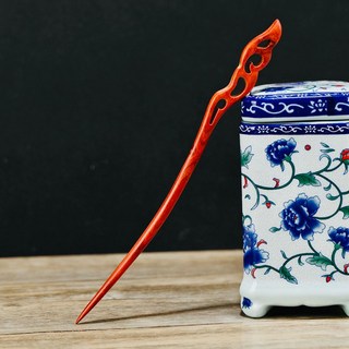 天龍紡 綠檀木烏木髮簪 加長款23cm - 檀木髮簪 黑檀木髮簪