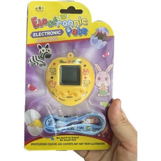 彩色心形圓形電子雞 寵物機 掌上型電玩 168合1種動物替換, 黃色, 1, 單品