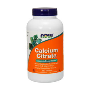 NOW Foods 無麩質檸檬酸鈣錠, 250顆, 1罐
