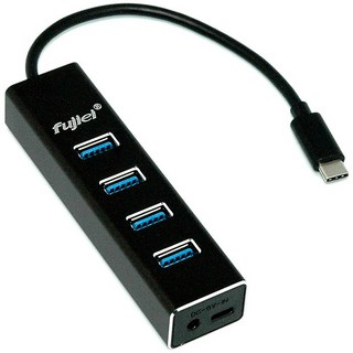 FUJIEI Type-C 轉 USB3.0 4埠HUB集線器 (支援OTG), 時尚黑, 1個