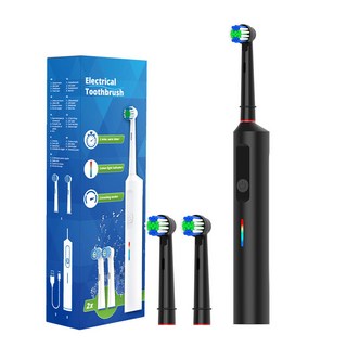 智選 智慧電動牙刷 旋轉式電動牙刷 45度小圓頭 成人美白拋光 祛牙漬蛀牙 充電款, 黑色, 1個, HYC3957