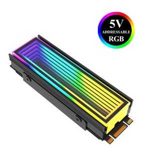 M.2 2280 鋁合金散熱片 無限鏡 ARGB 5V 3PIN 主板同步 散熱盔甲, 黑色