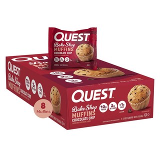 QUEST NUTRITION 蛋白質馬芬蛋糕 巧克力豆口味 8包入, 456g, 1盒