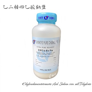 CHONEYE 試藥級 EDTA Fe 螯合鐵鈉鐵 500g (乙二胺四乙酸鐵鈉鹽), 1個, EDTA-FE 500g