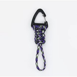 12色 編織傘繩 鑰匙圈 掛繩 12公分 登山扣 七芯傘繩 短款 防丟 車鑰匙 編織繩, 紫色迷彩, 1個