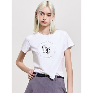 韓國 GENERAL IDEA 女款不對稱絲光短袖上衣，時尚設計，舒適絲滑材質