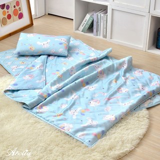 Abelia Sanrio彩虹大耳狗Q麻吉寶貝乳膠天絲三件式睡袋組 兒童睡袋 舒柔水洗枕, 三件式睡袋組