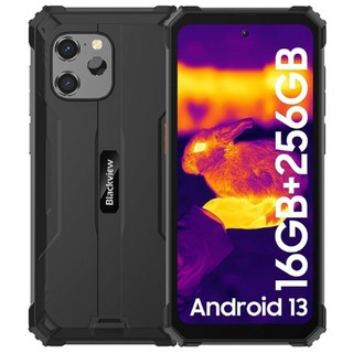 Blackview BV8900 熱像儀三防手機 6.5吋 16GB+256GB 安卓13 6400萬像素主鏡頭 水下相機, 黑色, 256GB