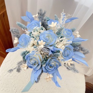 ONEDAY 碎冰藍 分束新娘香皂玫瑰捧花