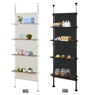 巴塞隆納遮布屏風-頂天立地60公分附木板防疫隔間屏風層架置物架, 黑色