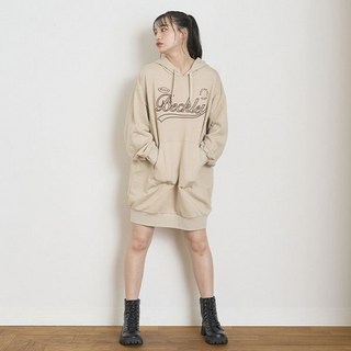 LOVETOXIC 女款LTXC刺繡連帽迷你連身裙, 米色