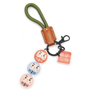尼龍掛繩鑰匙圈 達摩不倒翁 福神 幸運鑰匙圈 尼龍鑰匙扣 吊飾, 五吉, 1個