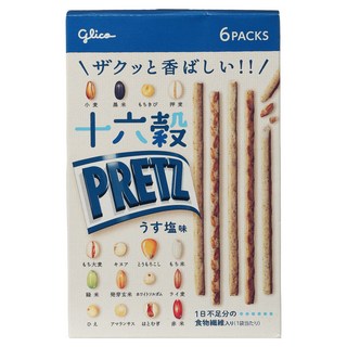 glico 格力高 PRETZ 百力滋 16種穀物鹹味棒 鹽味 6包入, 60g, 1盒