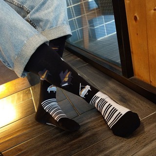 【台灣製造】鋼琴襪 三腳鋼琴 鋼琴 琴鍵 音樂襪 音樂系列 襪子 女襪 男襪 長襪 綿襪 小腿襪 中筒襪 針織襪 藝術襪