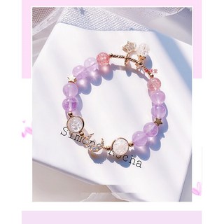 台灣現貨 【眾星捧月】８ｍｍ淡紫薰衣草 紫水晶手鍊 助學業水晶 招桃花水晶手鍊【開運堂】
