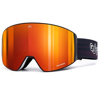 SMT 超廣角磁吸滑雪鏡 可戴眼鏡 雪鏡 REVO鍍膜 滑雪護目鏡 防霧高清晰抗UV 風鏡, 活力橙