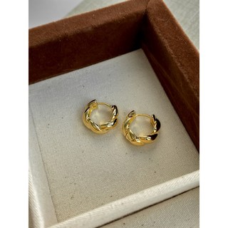 正韓 麻花耳圈 百搭小圈耳環 一對販售 銅鍍金 歐美款