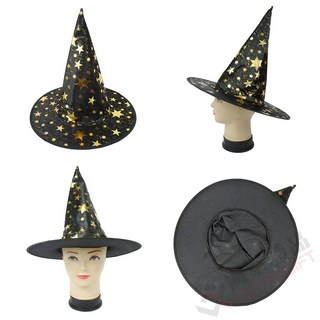 萬聖節巫師巫婆帽子裝扮 星星巫婆帽-紅/藍/黑/紫/橘, 黑
