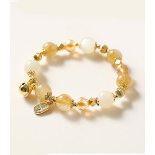 韓版ins串珠閨蜜水晶手鍊 白月光金髮晶招財鈴鐺手飾