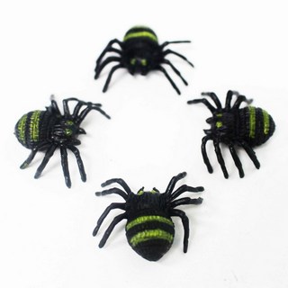 佳 假蜘蛛 仿真蜘蛛 整人玩具 黑蜘蛛 /一袋12包入(一包4隻)共48支, 黑色，綠色, 1個, 1吋