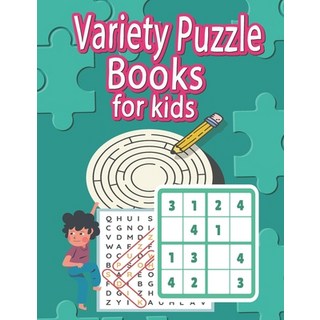 (英文圖書) Variety Puzzle Books For Kids: Mixed Smart Games (Word Search Sudoku Mazes I spy Hangman.... 平裝版, Independently Published, 英文