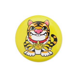 Q版虎爺胸章系列：坐姿披風、虎爺將軍、黑虎將軍，可愛造型，守護平安, 黃虎, 1個