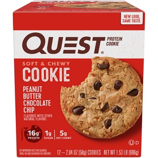 QUEST NUTRITION 曲奇軟餅乾, Peanut Butter Chocolate Chip, 1盒, 696g
