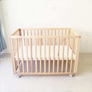 多功能實木嬰兒床：遊戲床、床邊床、拼接床、兒童床、寶寶睡床，六合一成長床，永不閒置, 內徑100*56(高度80+輪子6)CM