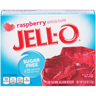 Jell-O 低卡路里明膠甜點 覆盆莓無糖, 1個, 17g