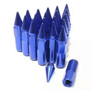 汽車螺帽 子彈螺帽 M12*1.5 海拉風 尖頭螺帽 鋁合金 輪圈螺絲 輪框螺帽, 藍色, 1套