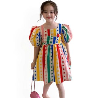 韓版女童夏季碎花泡泡袖連身裙 現貨出清兒童連衣裙 小洋裝