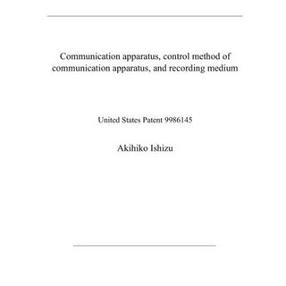 Communication apparatus control method of communication apparatus and recording medium: United Sta... 平裝版, Independently Published, 英文