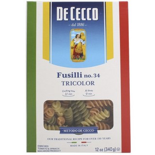 DE CECCO 得科 3色螺旋造型義大利麵 NO.34, 1盒, 340g