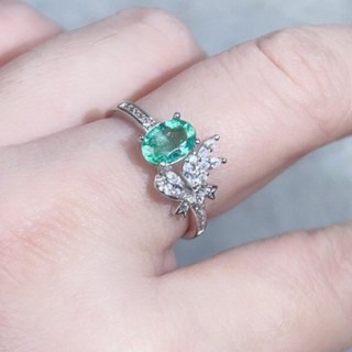 天然祖母綠寶石戒指 1.1克拉 全淨體 花朵造型 優雅時尚 戒指