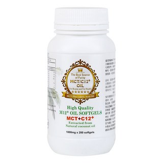 皇冠吉福 M12中鏈椰子油膠囊(買大送小) - 天然椰子油萃取，促進新陳代謝，維持健康體態, 1個, 200顆