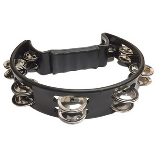 單排雙層/半月形 鈴鼓 (手搖鈴), 黑色