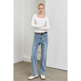 韓國 GENERAL IDEA 女款彈性直筒修身牛仔褲 WBE1L11502