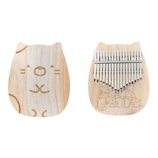 角落生物卡林巴拇指琴 松木系列 貓咪造型 雙面雕刻, 角落生物正版授權 貓造型卡林巴