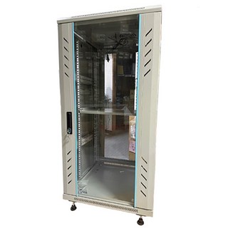 昌運 22U網門型機櫃 網路機櫃 伺服器機櫃 電腦機櫃 含層板 可鎖 含風扇 白色, 1個, 22U網門機櫃