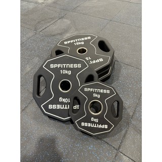 【SP.FITNESS】黑色全膠槓片/不鏽鋼鐵心/耐摔槓鈴片-專業居家健身舉重訓練, 黑色白字, 1套, 10kg