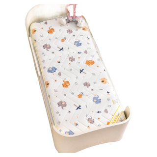 可機洗折疊4D乳膠嬰兒床墊, 1個, 白底花色