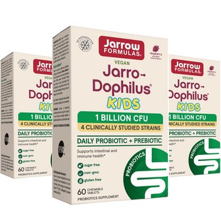 Jarrow FORMULAS 賈羅公式 Jarro Dophilus孩童益生菌益生元口嚼錠 覆盆子口味, 60顆, 3盒