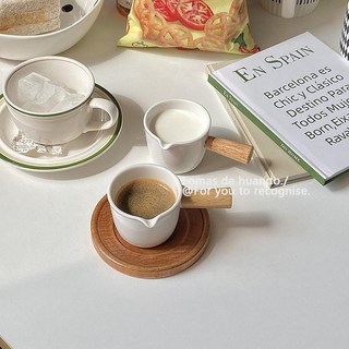 OCHO VENADO 陶瓷木柄小牛奶壺/濃縮咖啡杯, 純白, 1個