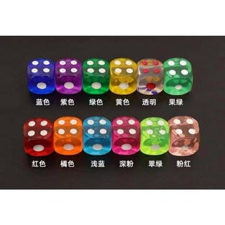 亞克力六面數字骰子 10顆, 【10顆】水晶透明玫紅色(13.8mm), 1個