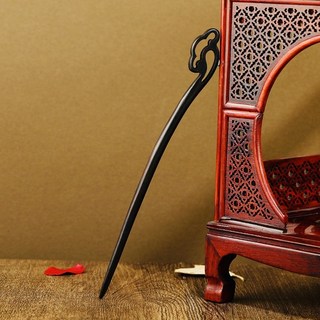 天龍紡 綠檀木烏木髮簪 加長款23cm - 檀木髮簪 黑檀木髮簪