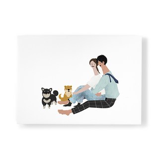 all new frame 狗狗和情侶在一起圖案掛畫, 帆布