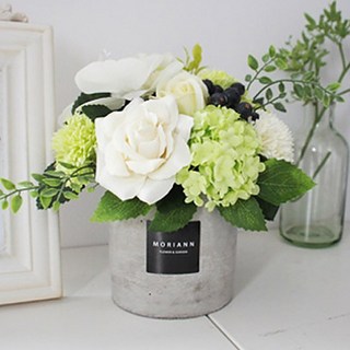 모리앤 비누꽃 해피니스 센터피스, 그린화이트, 1개