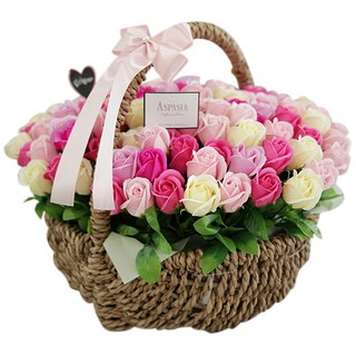 ASPASIA 充滿愛與感謝的100朵玫瑰花籃, 粉色的, 1個