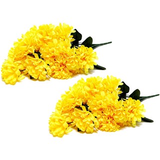 ALB 人造花 黃色, 菊花, 2 個, 1個