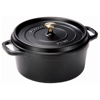 staub Gogotte圓形雙耳鍋, 黑色, 20cm, 1個